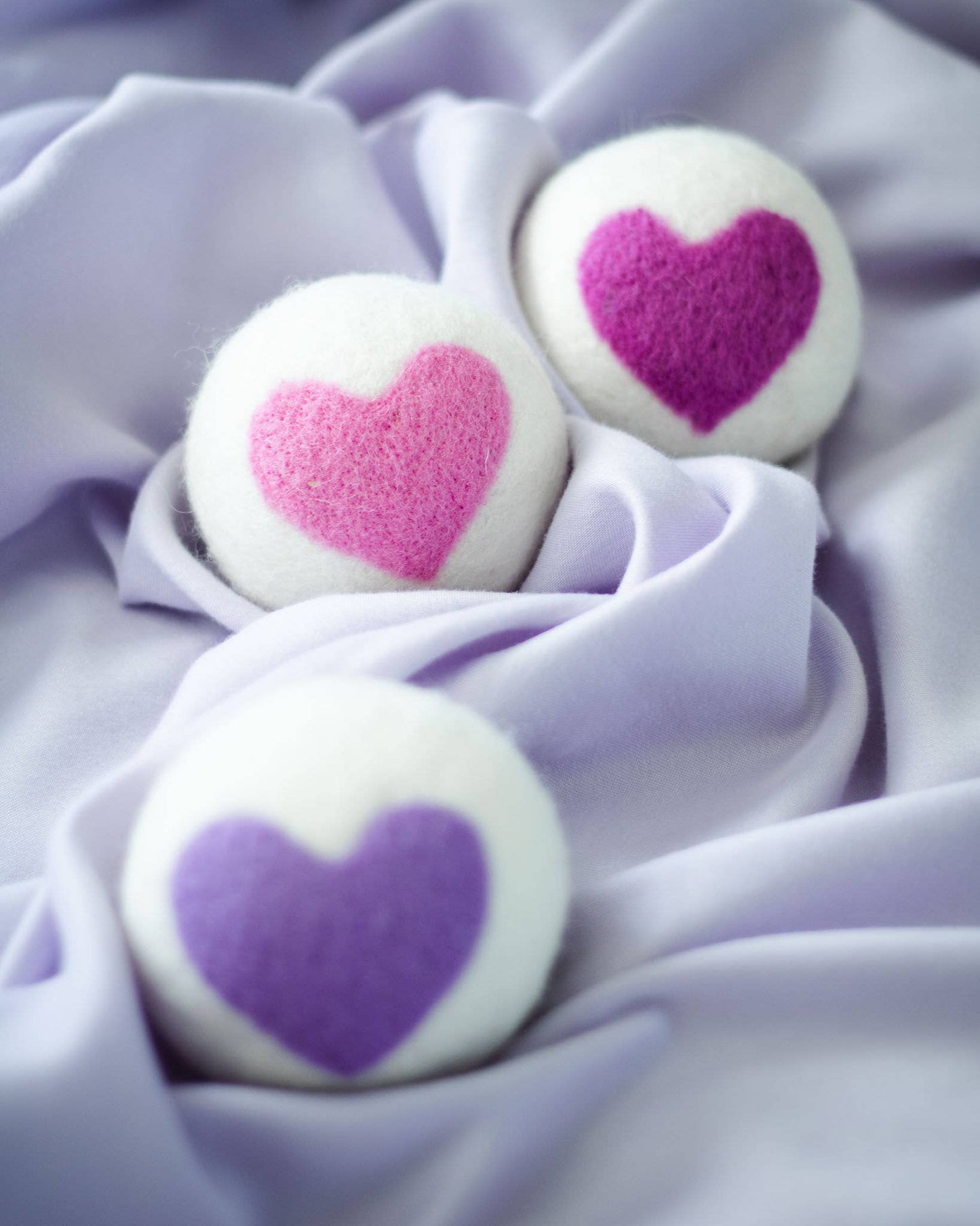 Lovely Day Eco Wool Dryer Balls Pink/Purple Hearts