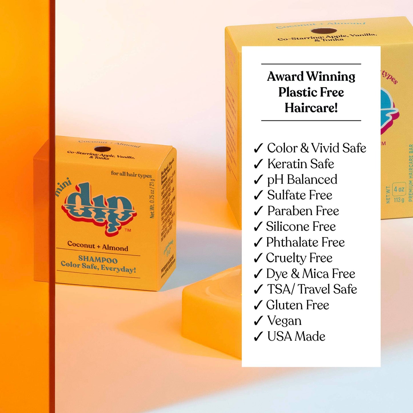 Mini Dip Shampoo Bar: Color Safe, Everyday - Coconut & Almond