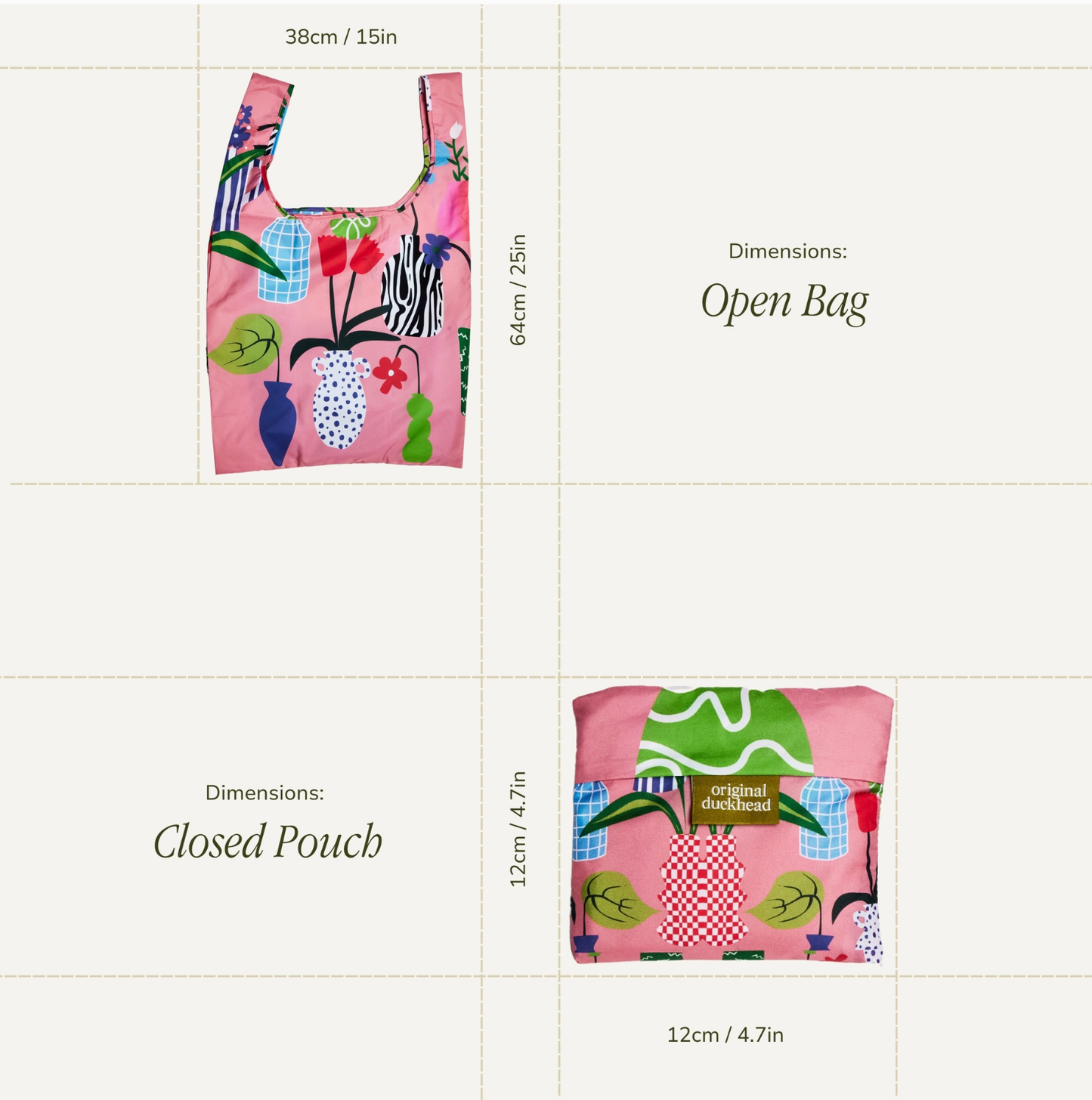 Vases Print Recycled Fabric Reusable Shopping Bag