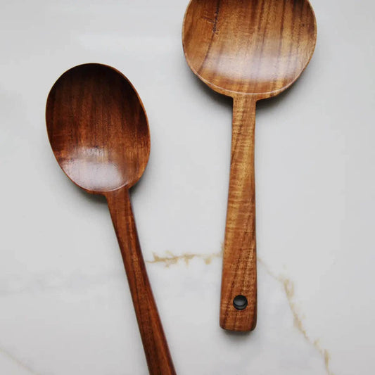 Teak Wood Long Handle Spoon: 10 Inches Long