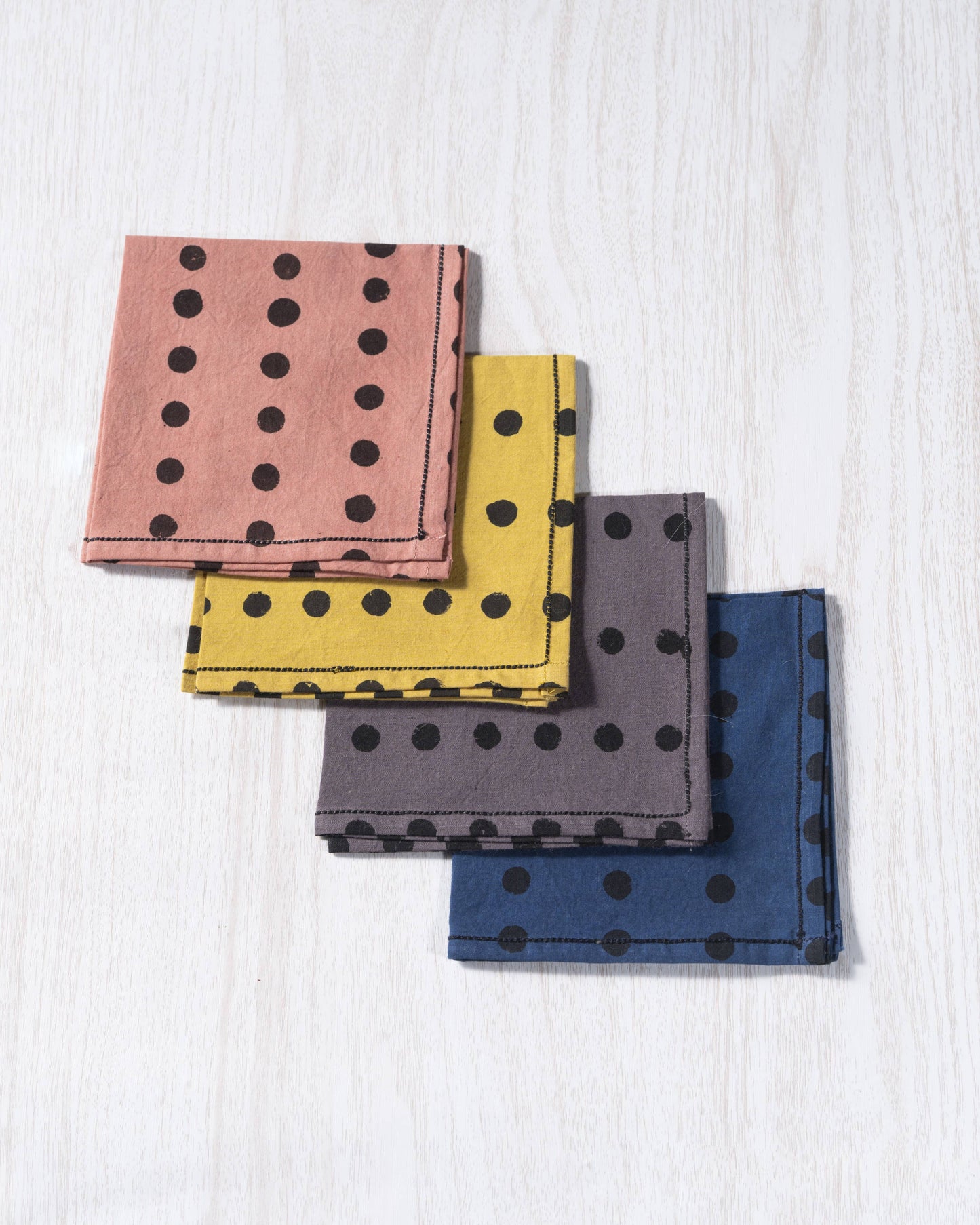 Polka Dots Cotton Cocktail Napkins (Set of 4)