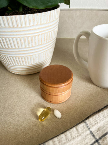 Wooden Pill & Supplement Holder/Wooden Ring Box/Trinket Box