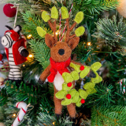 Felt Wool Deer Eco Ornament - Andy Wreath Deer