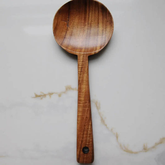 Teak Wood Long Handle Spoon: 10 Inches Long