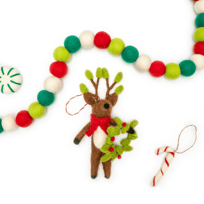 Felt Wool Deer Eco Ornament - Andy Wreath Deer
