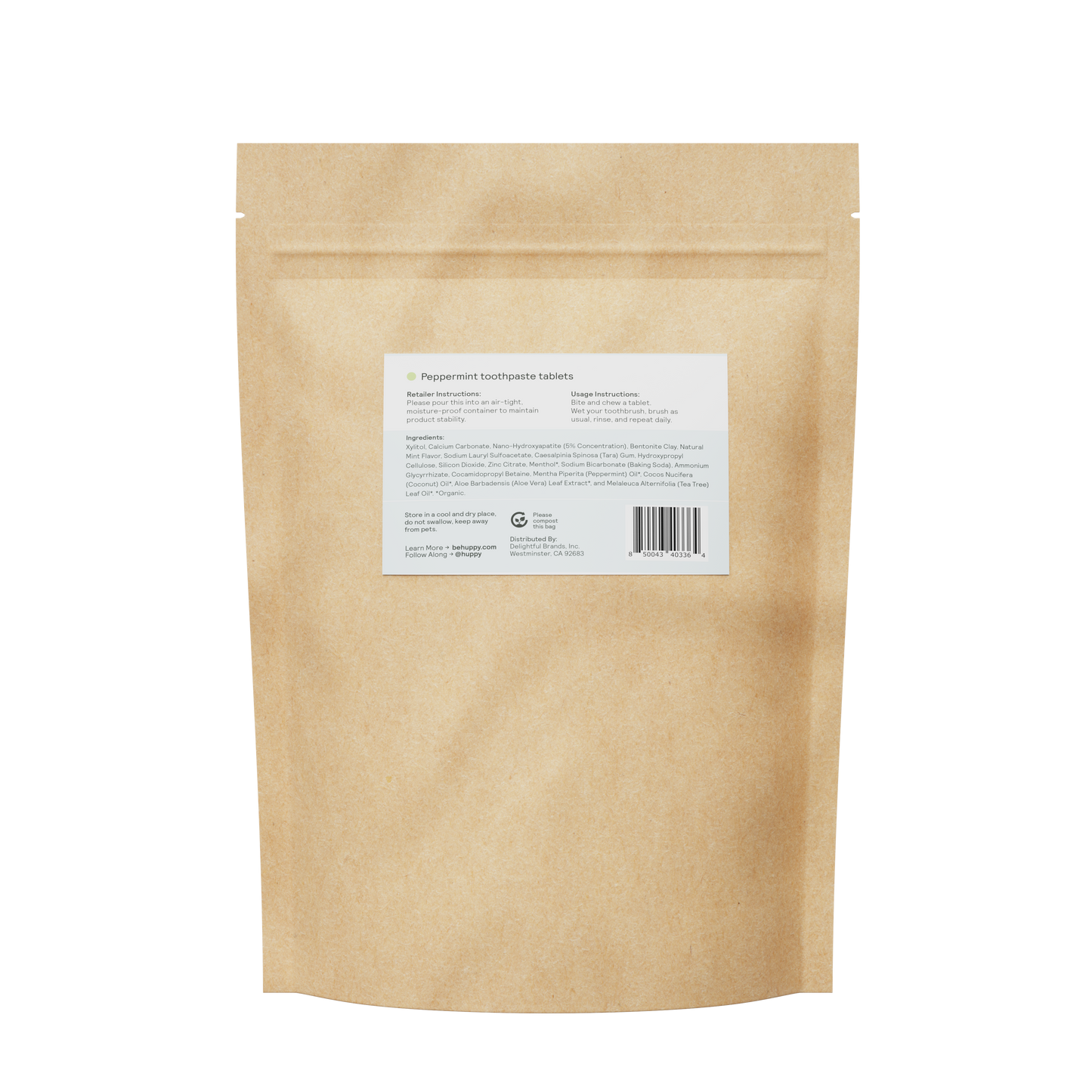 Fluoride-Free Toothpaste Tablets | Bulk 32oz | Peppermint