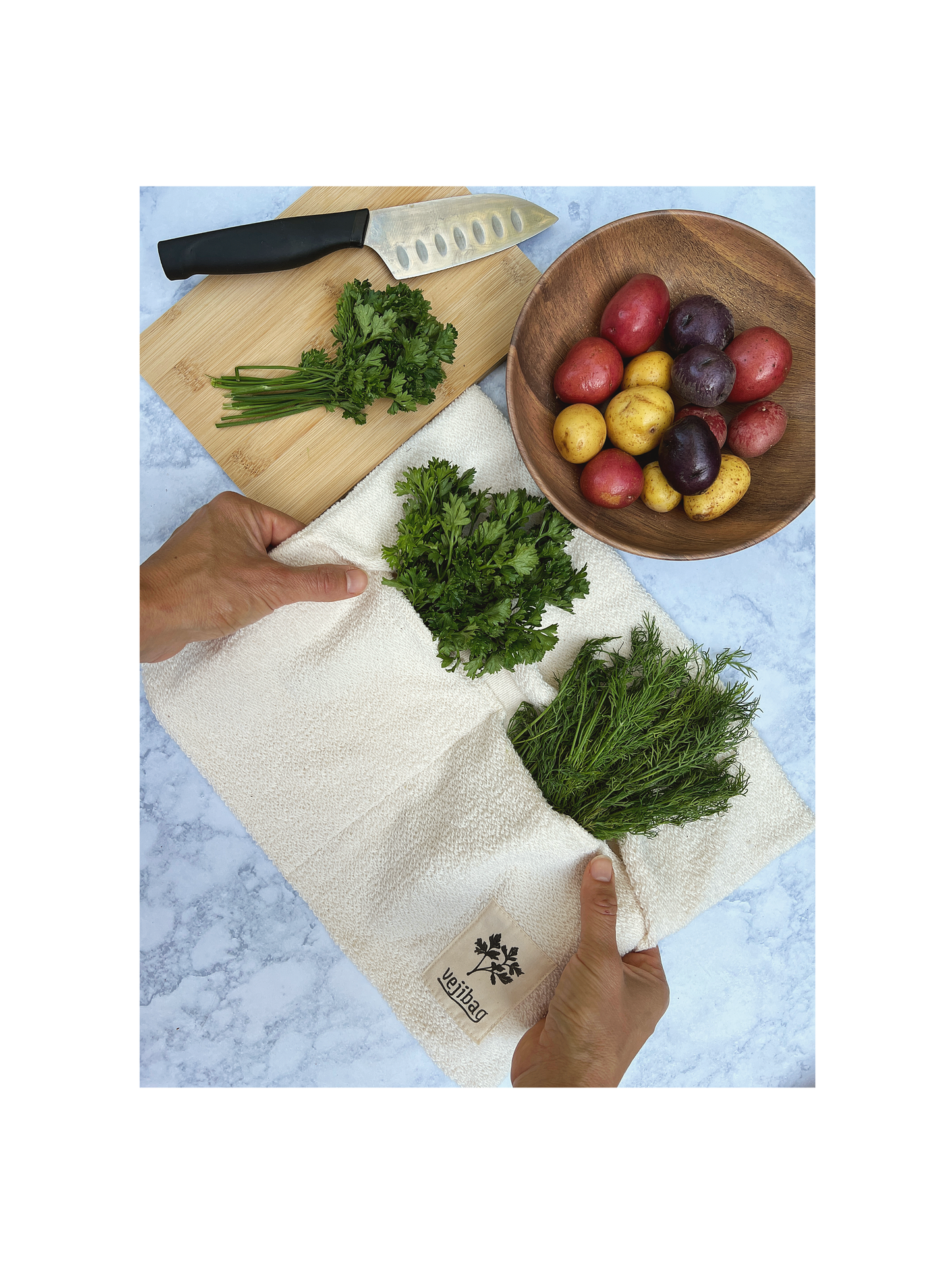 TWO POCKET Produce Bag – Keeps Herbs Fresh, Women-Owned