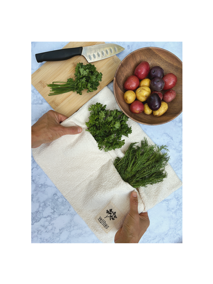 TWO POCKET Produce Bag – Keeps Herbs Fresh, Women-Owned