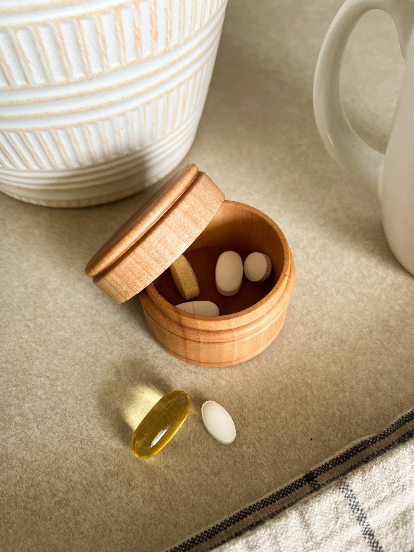 Wooden Pill & Supplement Holder/Wooden Ring Box/Trinket Box