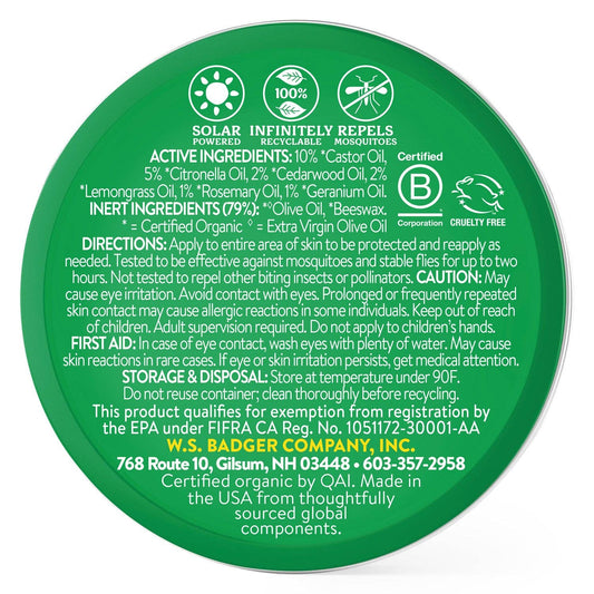 Badger Bug Repellent Tin, Organic and Deet-Free: 0.75 oz Tin