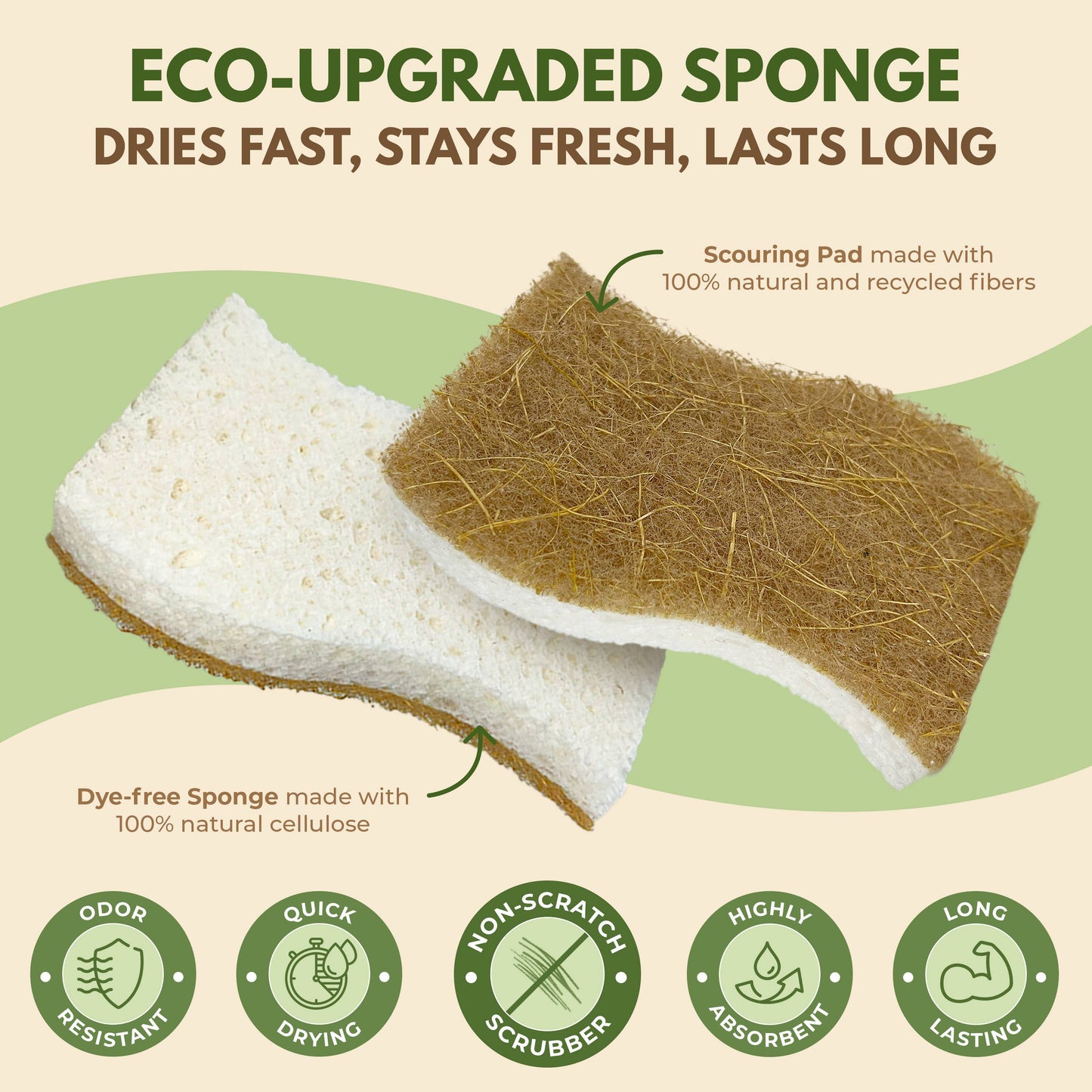 Eco Friendly Sponges for Cleaning - 4PK