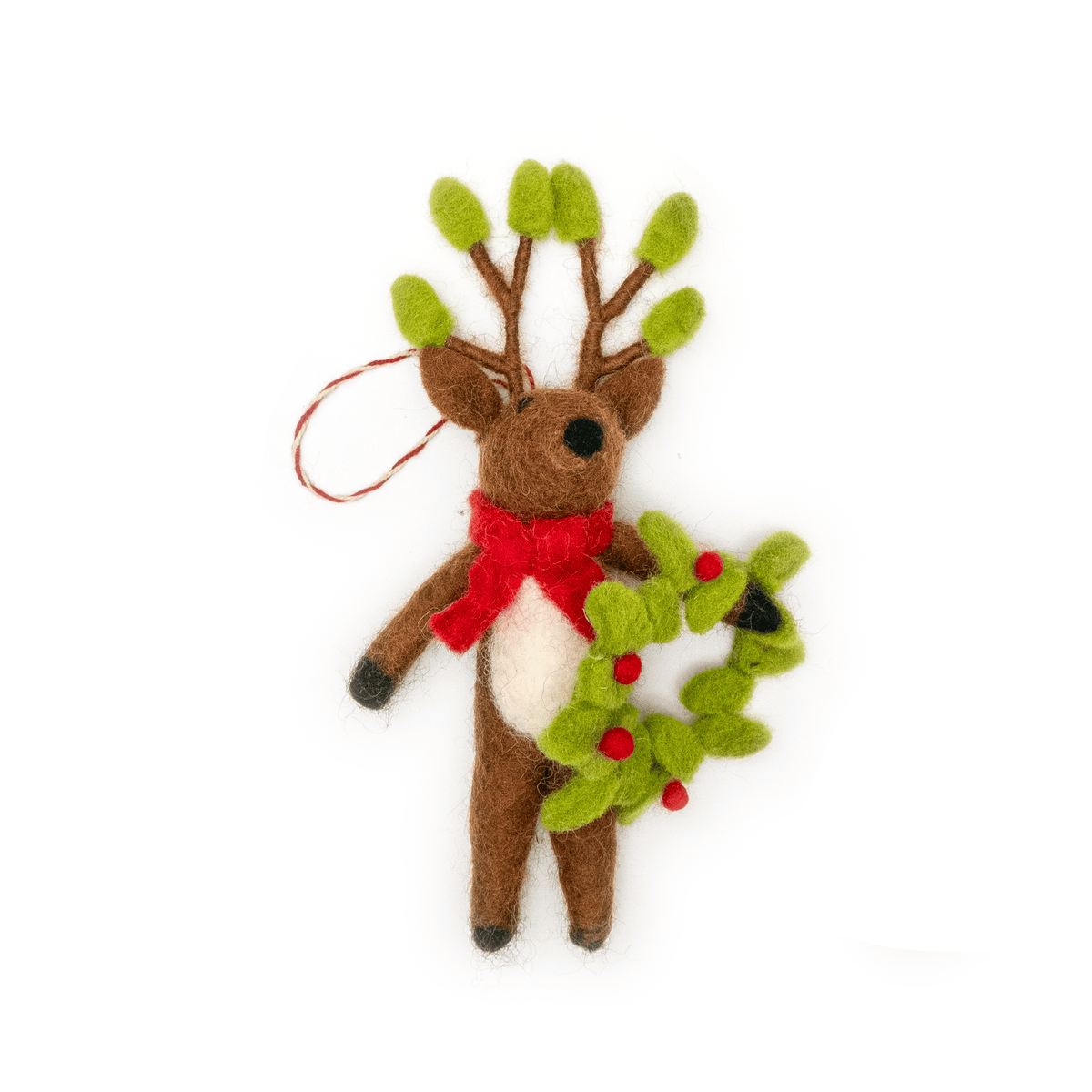 Felt Wool Deer Eco Ornament - Andy Wreath Deer