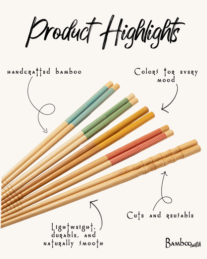 Bamboo Chopsticks - Set of 2 | Earth Day Bestseller: White