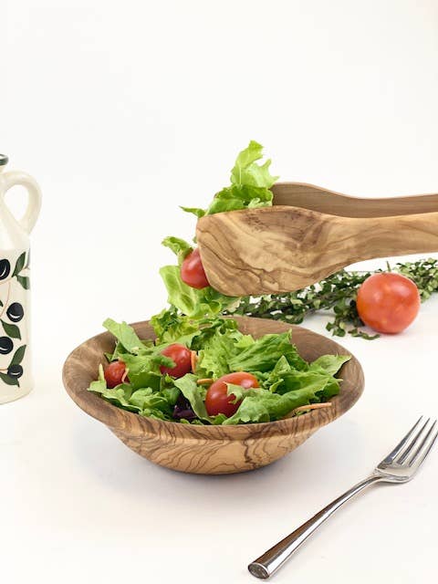 Olive Wood Table Tongs: 14"