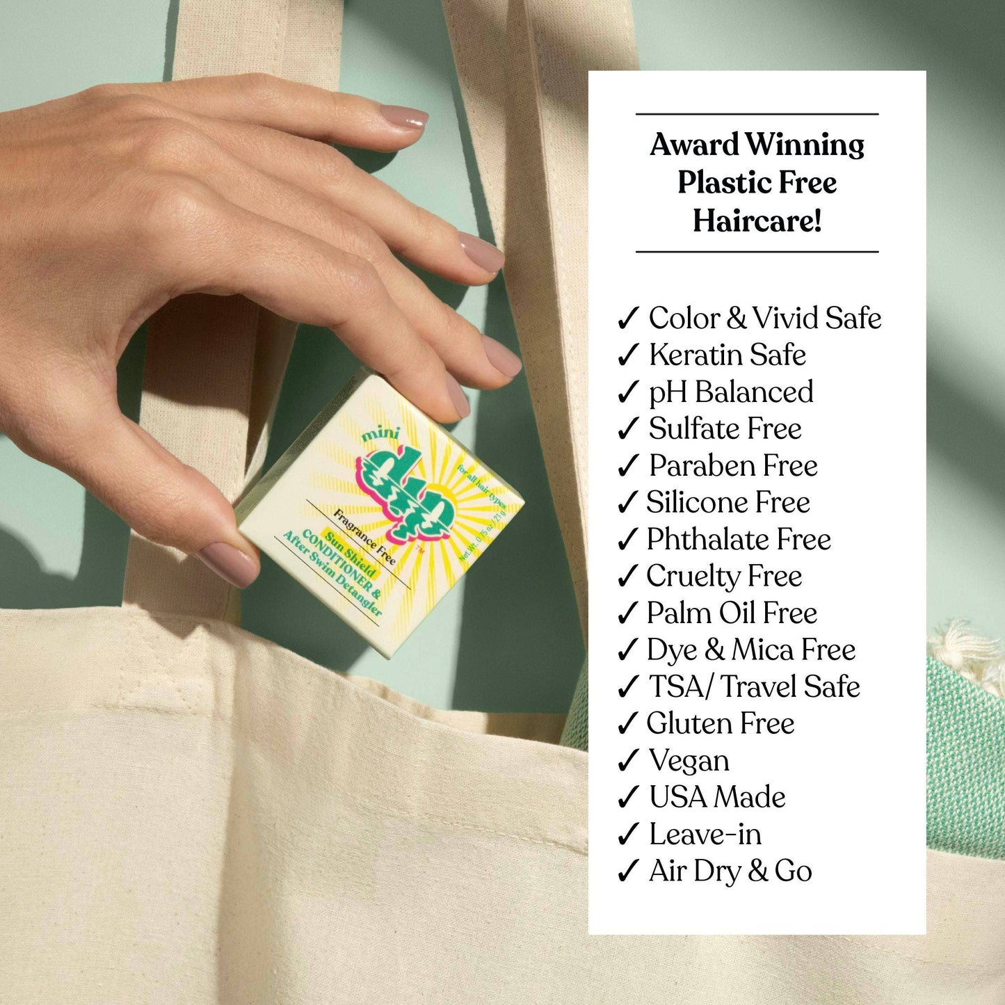 Mini Dip Sun Shield: Conditioner Bar & After Swim Detangler Fragrance Free: 0.75 oz