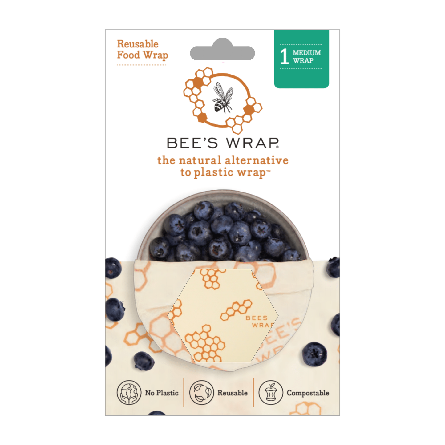Bees Wrap Medium Reusable Beeswax Wrap - Honeycomb Print