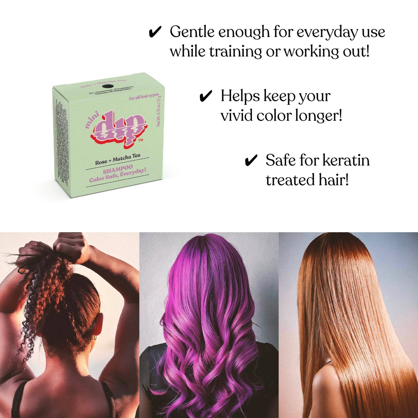 Mini Dip Shampoo Bar: Color Safe, Everyday - Rose & Matcha Tea
