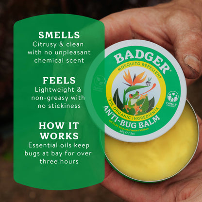 Badger Bug Repellent Tin, Organic and Deet-Free: 0.75 oz Tin