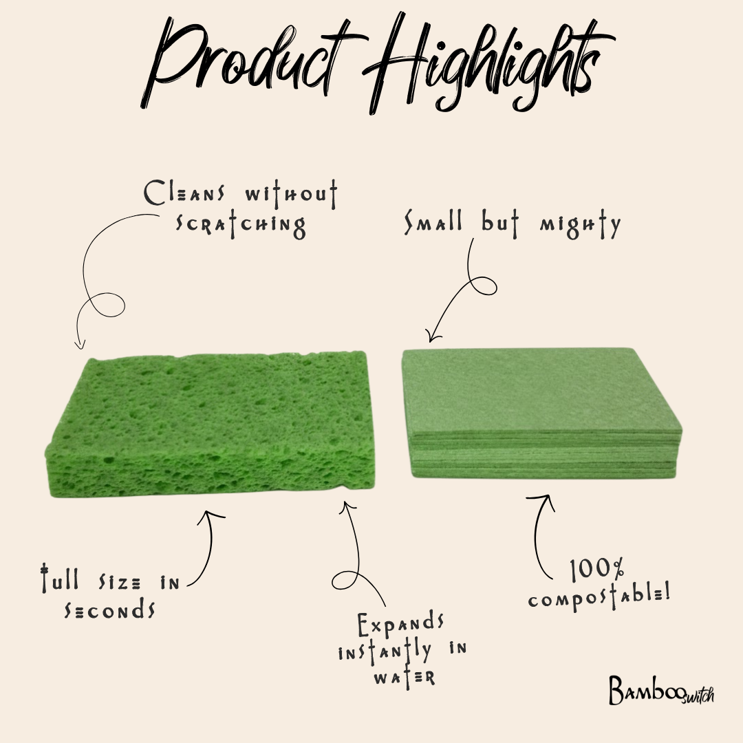 Compostable Cellulose Kitchen Sponge | Earth Day Bestseller: Green