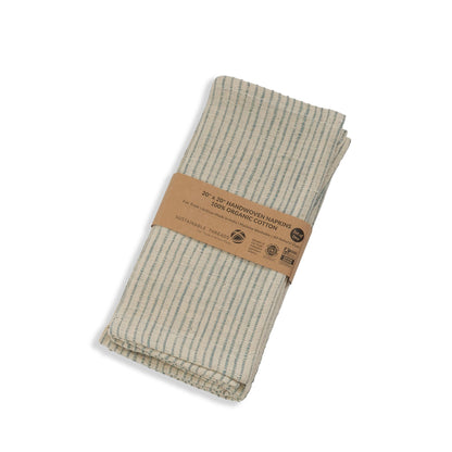 Organic Cotton Napkins | Handwoven Set of 2 | On Track Green
