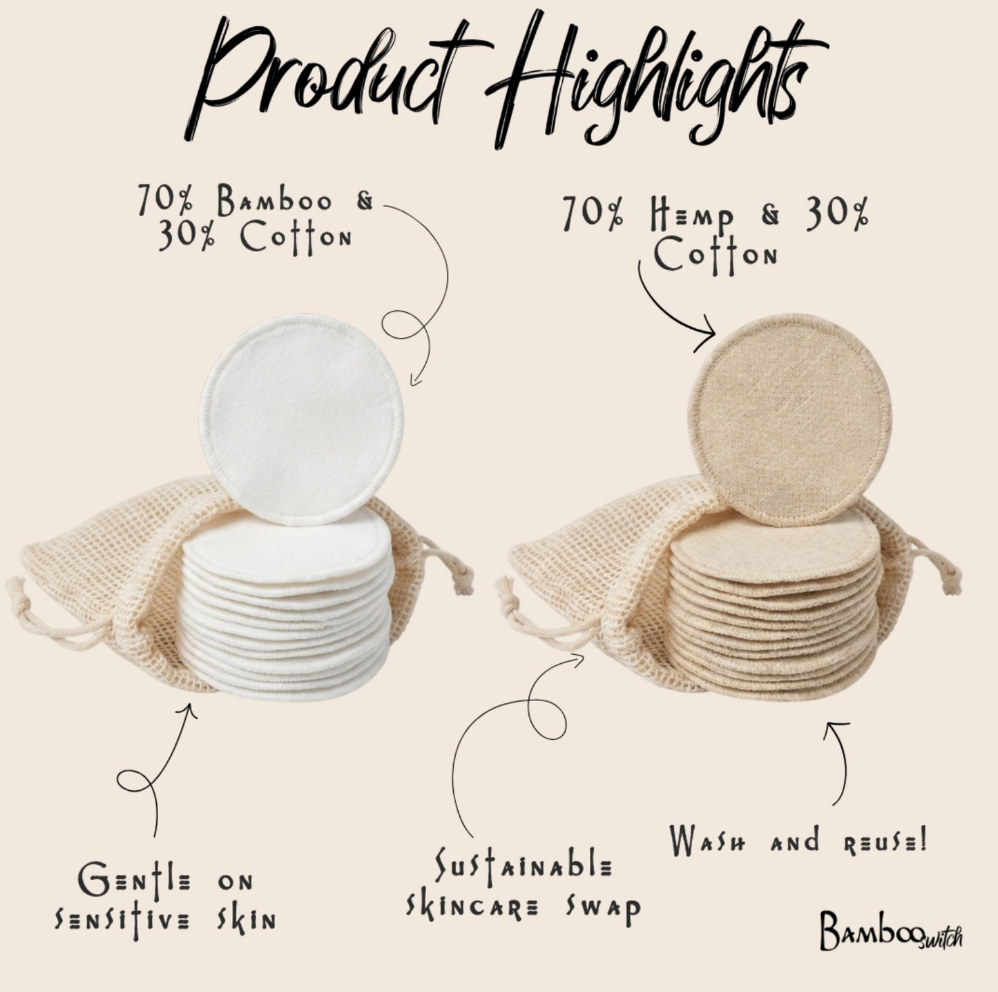 Reusable Bamboo Facial Round Individual