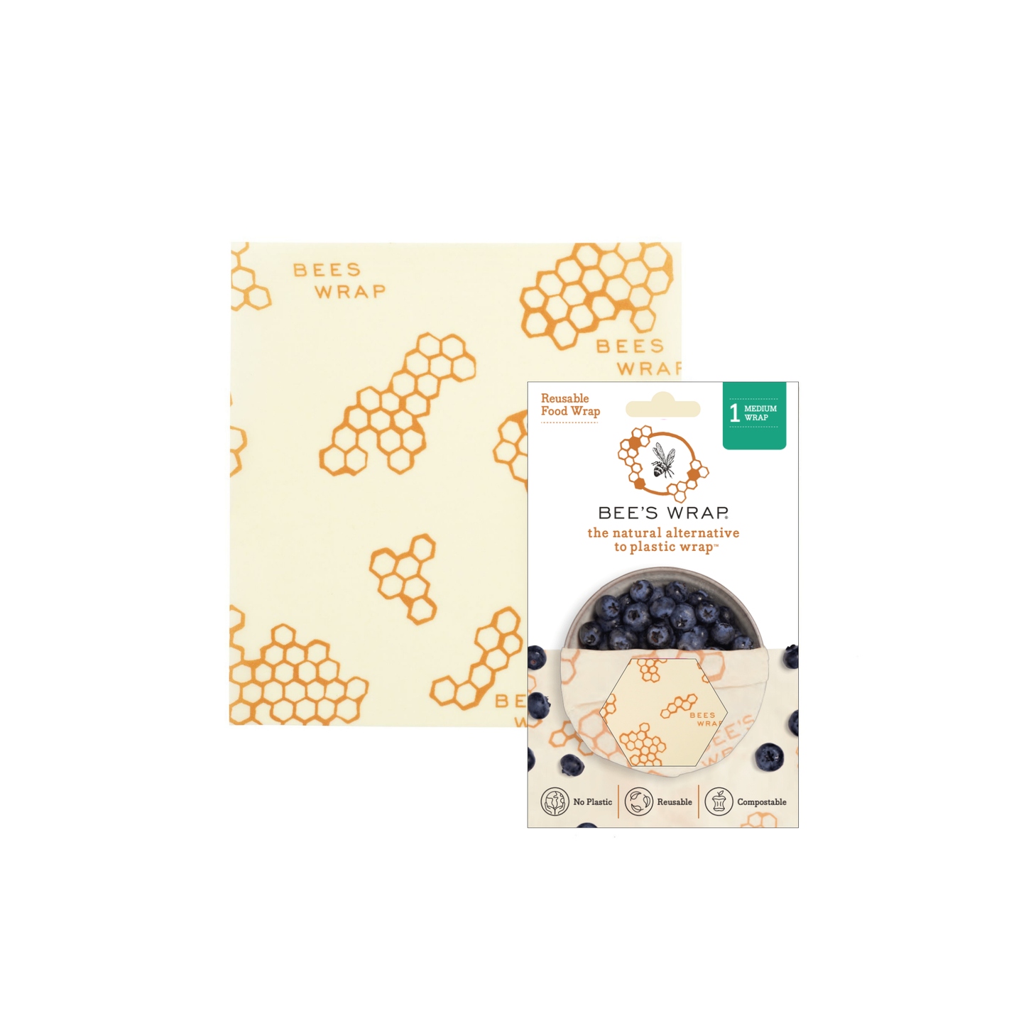 Bees Wrap Medium Reusable Beeswax Wrap - Honeycomb Print