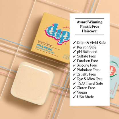 Dip Shampoo Bar: Color Safe, Everyday - Coconut & Almond: 4 oz