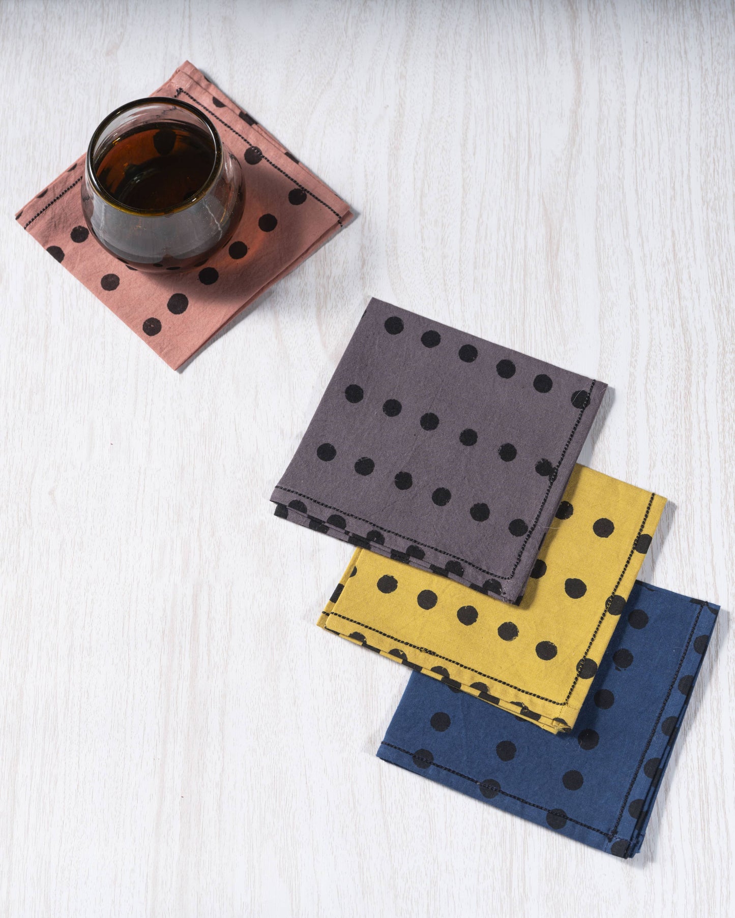 Polka Dots Cotton Cocktail Napkins (Set of 4)
