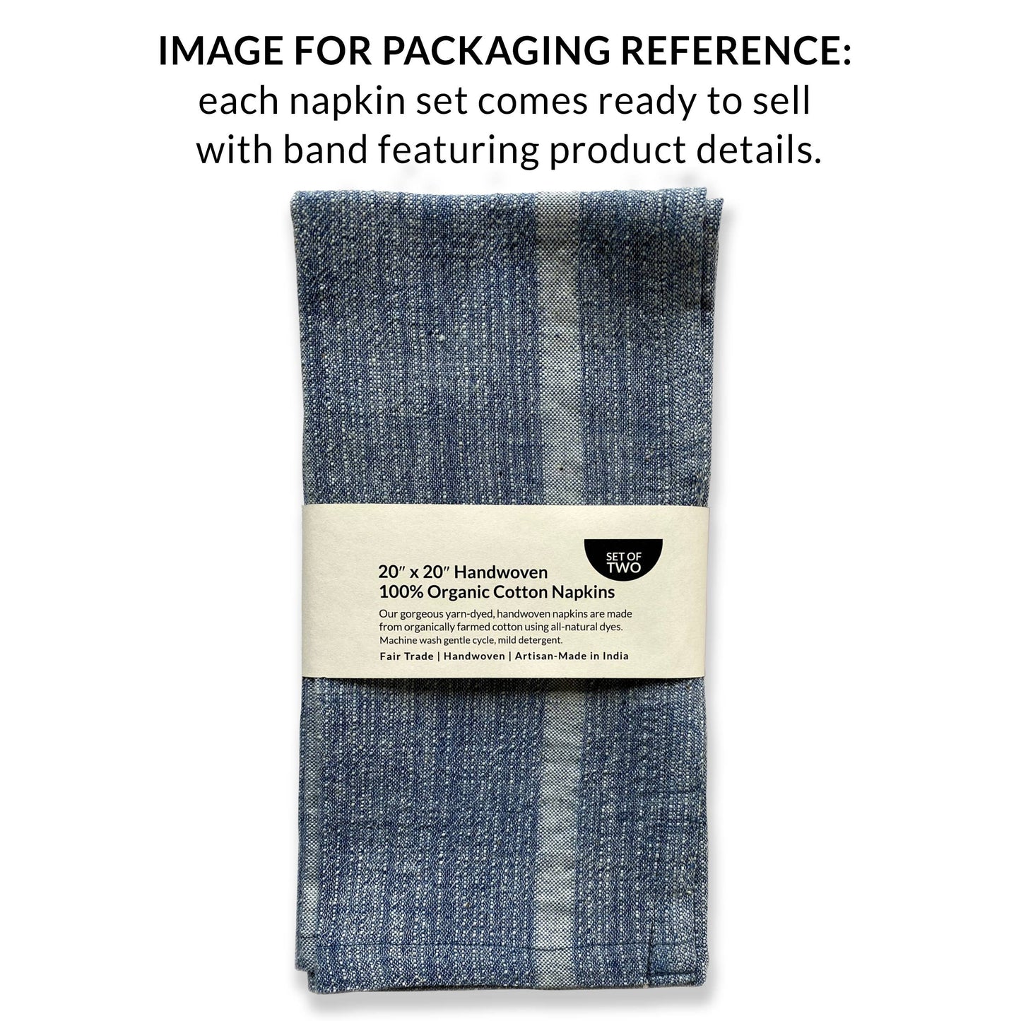 Organic Cotton Napkins | Handwoven | Believe Black | Set of 2