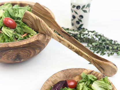 Olive Wood Table Tongs: 14"