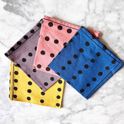 Polka Dots Cotton Cocktail Napkins (Set of 4)