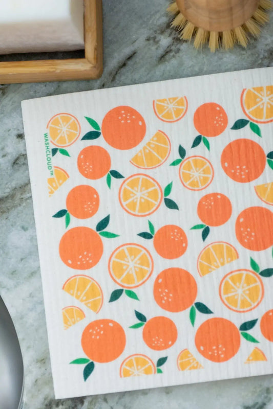WASHCLOUD® CITRUS SUNRISE - ORANGES Swedish Dish Cloth - No Tox Life