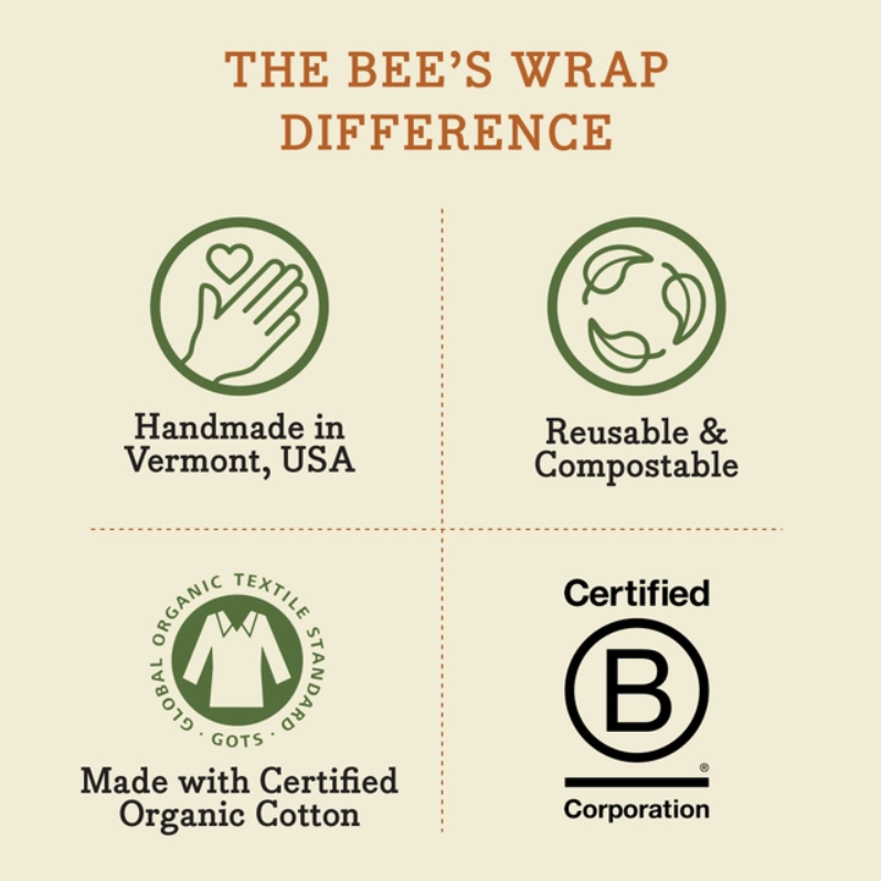 Bees Wrap Large Reusable Beeswax Wrap - Honeycomb Print
