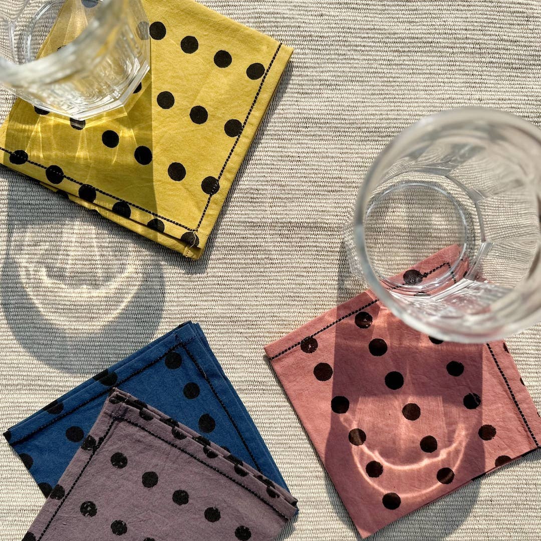 Polka Dots Cotton Cocktail Napkins (Set of 4)